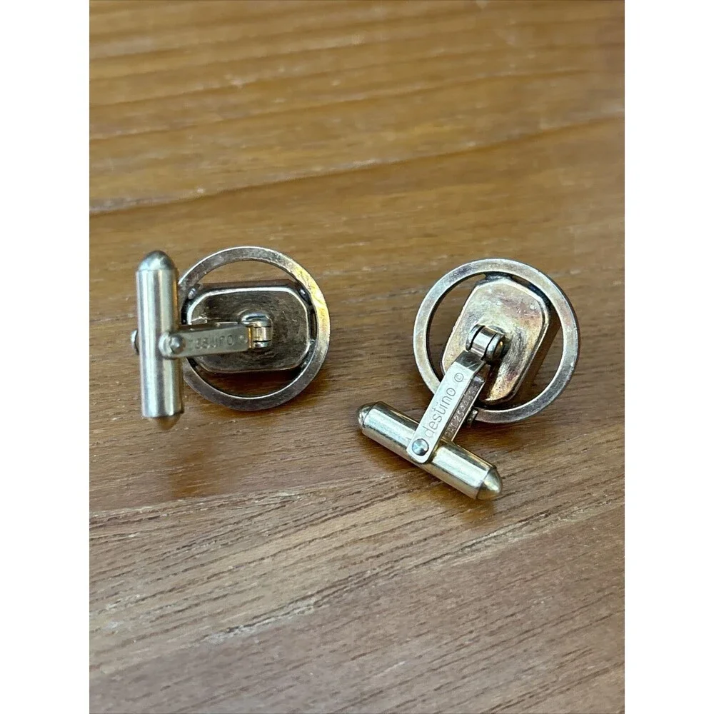 Rare Vintage Destino Amber Glass Cufflinks 12k Gold Filled